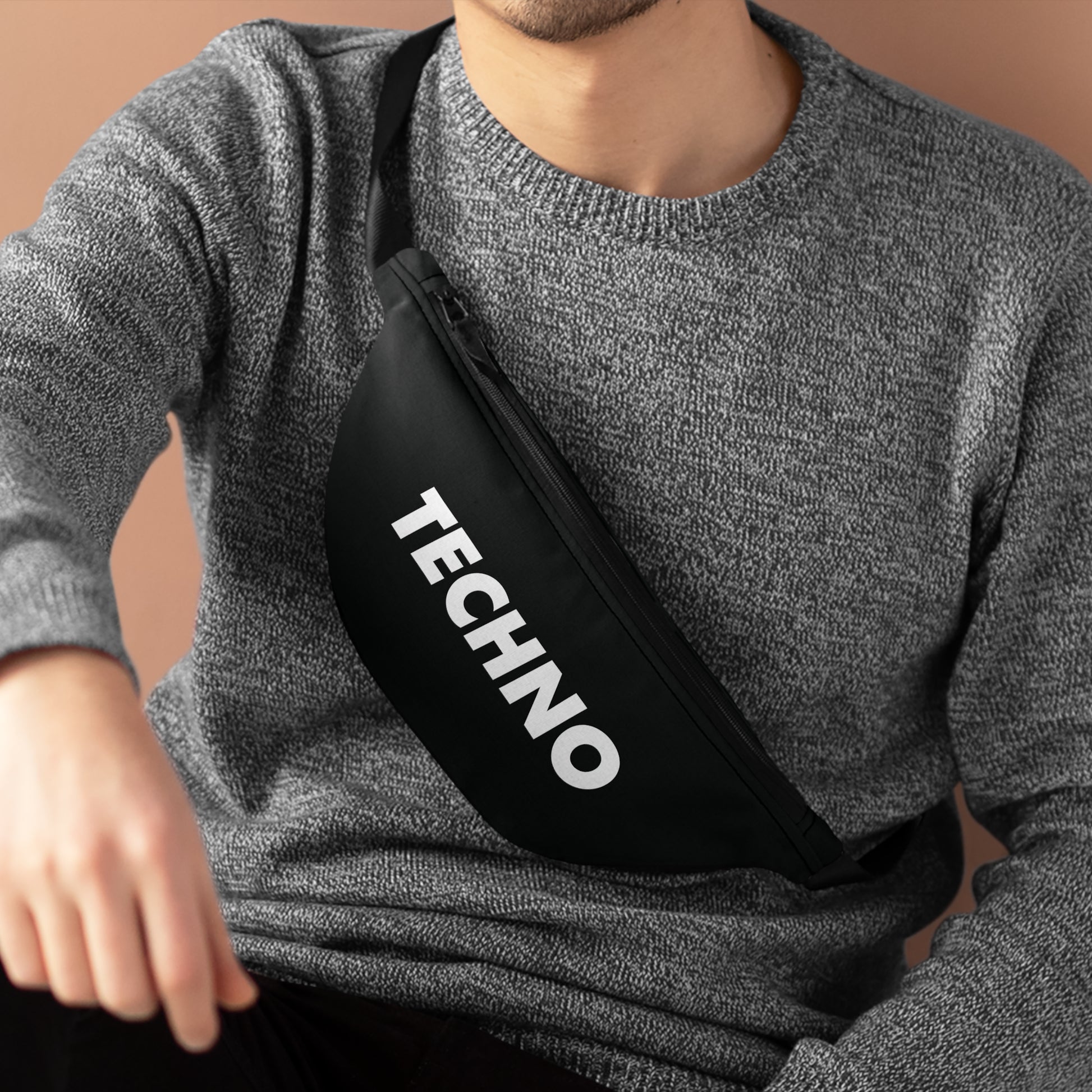 Techno belt bag worn sling style over shoulder