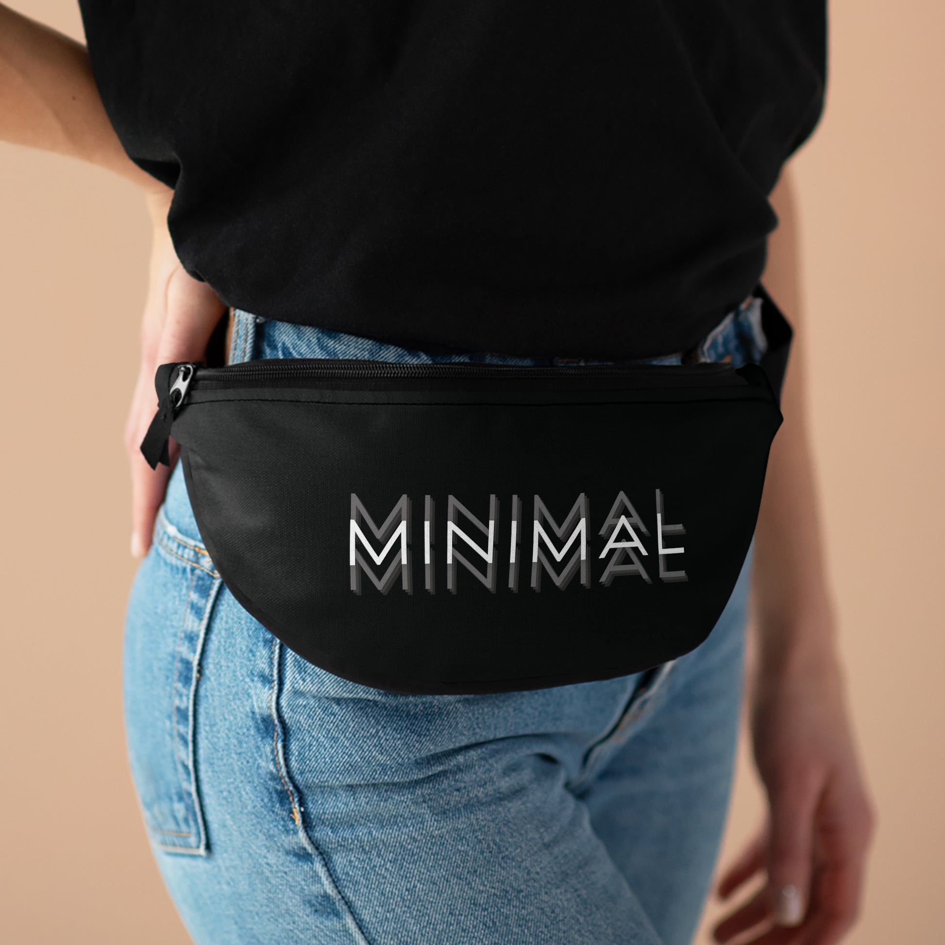 Minimal techno belt bag worn around hips