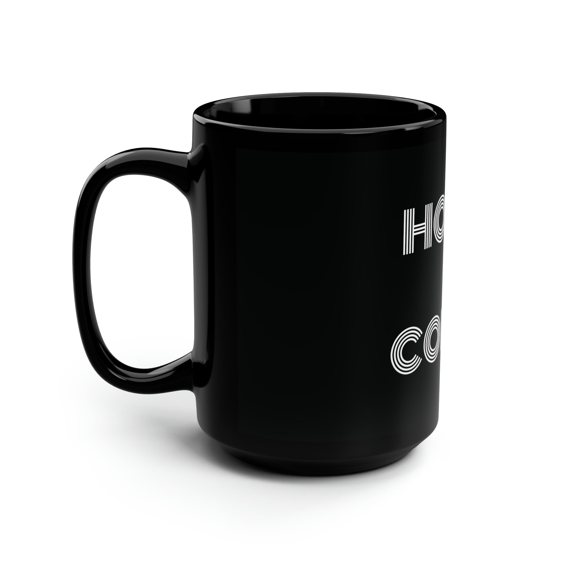 Black 15oz House + Coffee mug side view