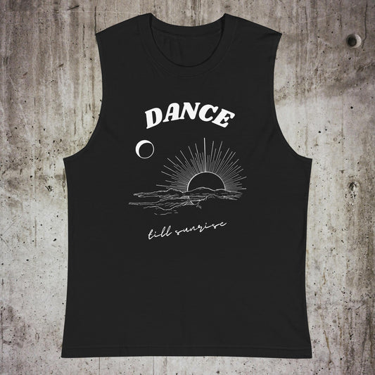 Dance till Sunrise Sleeveless Techno Tee abstract background