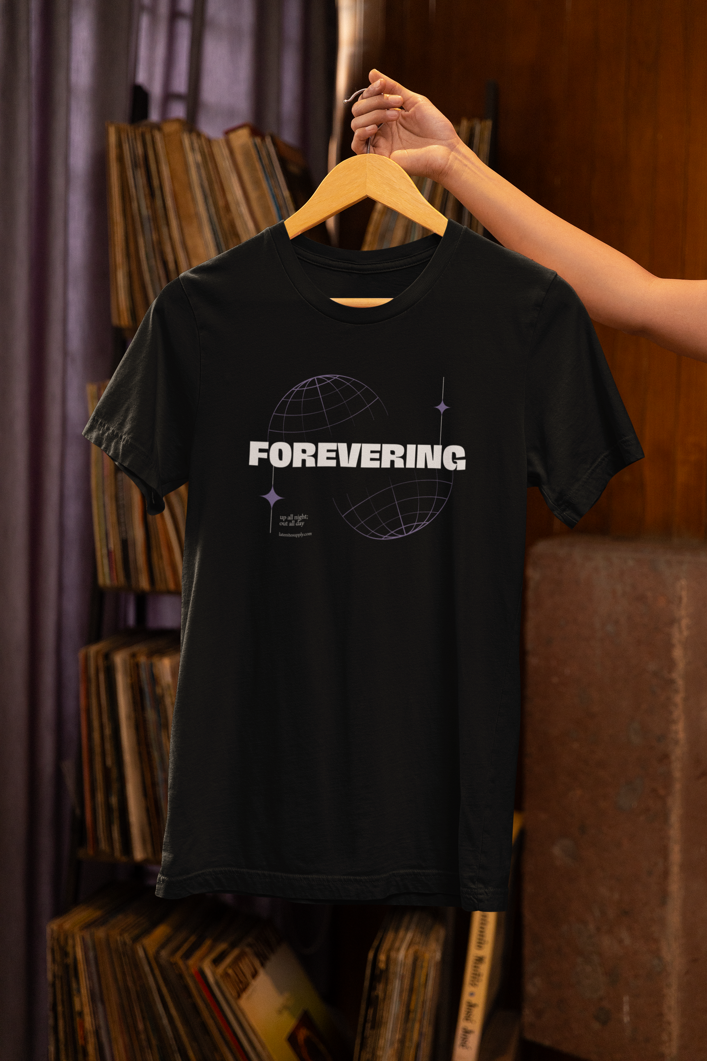 Forevering Techno T-shirt on a hanger