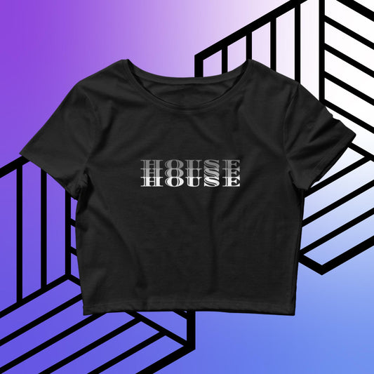 House Crop Top Techno Tee Abstract background