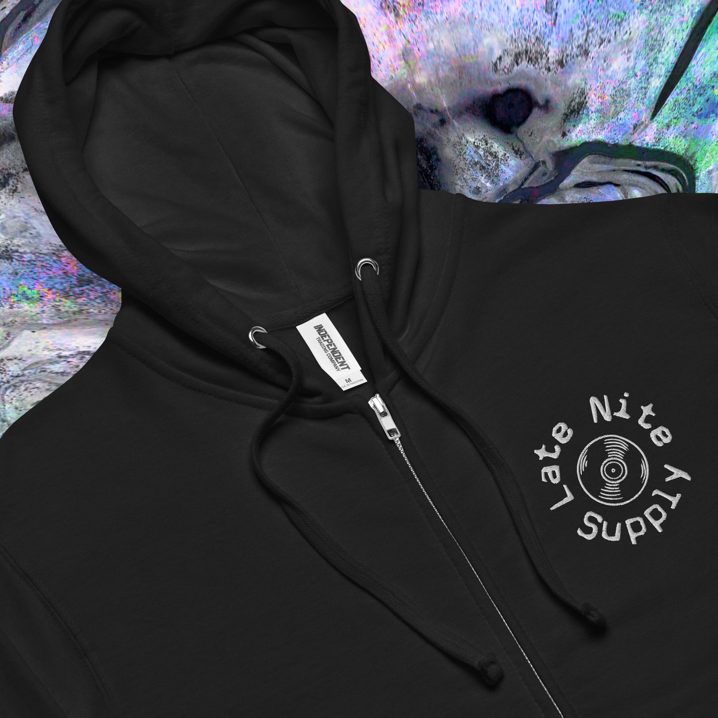 Zip front hoodie embroidery