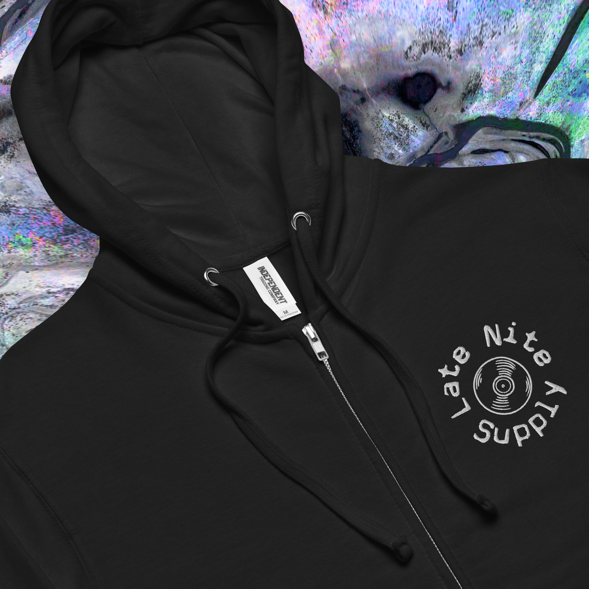 Zip front hoodie embroidery