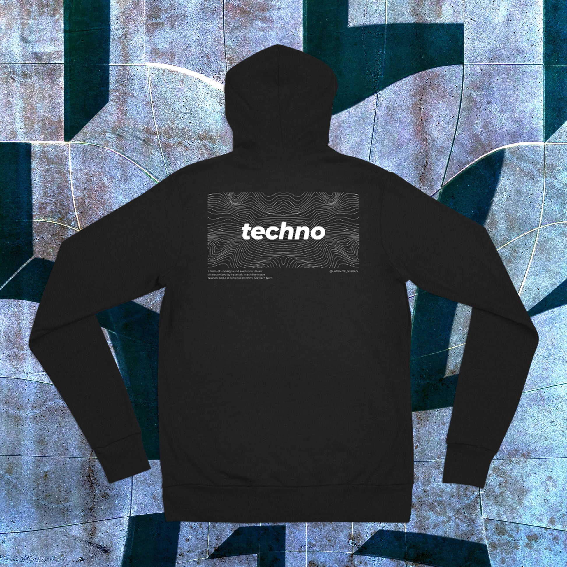 Techno Waves Every Day Every Rave Techno Hoodie flat