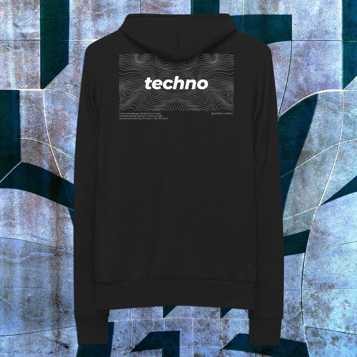 Techno Waves Every Day Every Rave Techno Hoodie