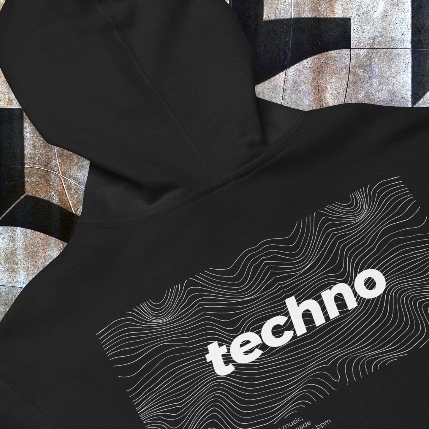 Techno Waves Zip Techno Hoodie (close up)
