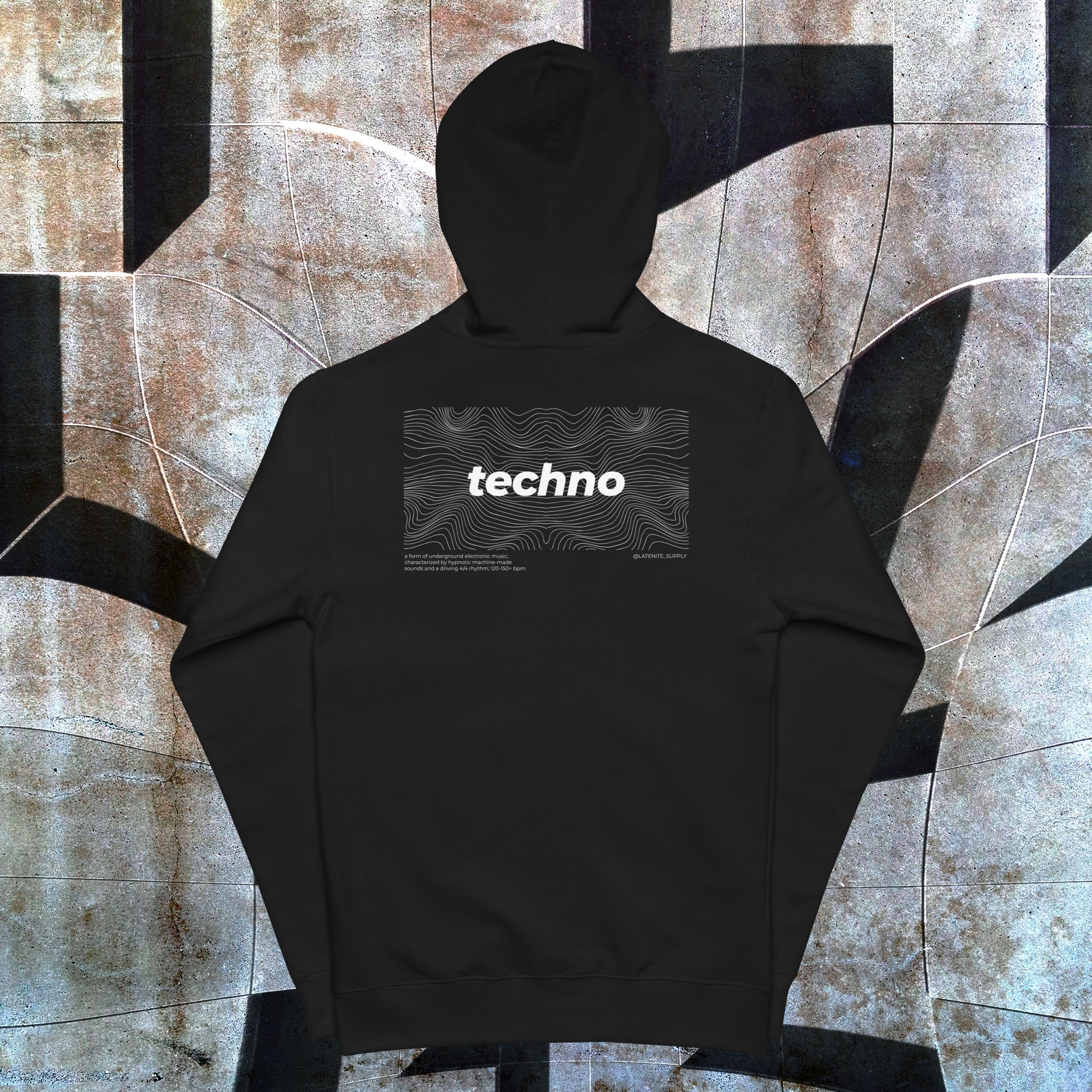 Techno Waves Zip Techno Hoodie (hood up)