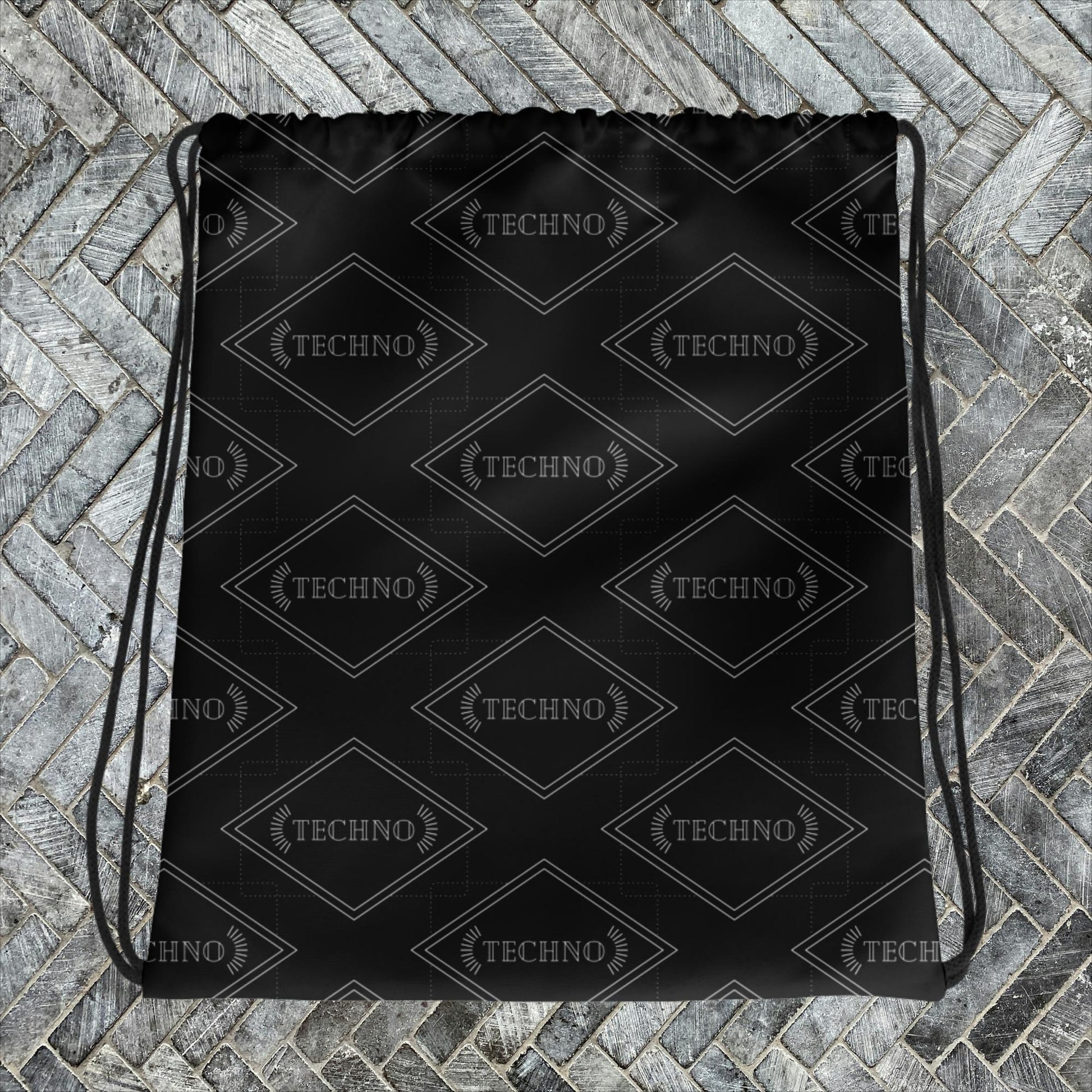 Art Deco Techno Drawstring Rave Bag All Over print