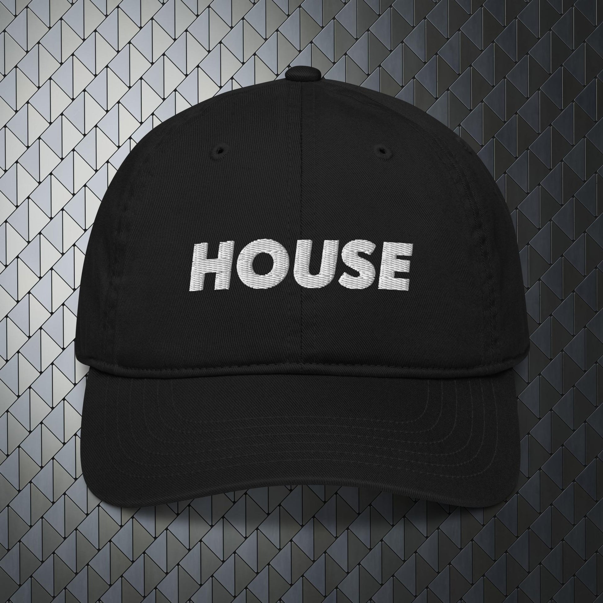 Classic House techno hat baseball cap on abstract background