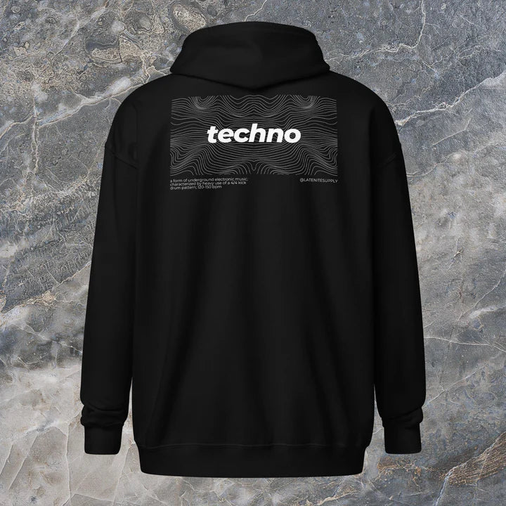 Techno Waves Pullover Techno Hoodie (back)