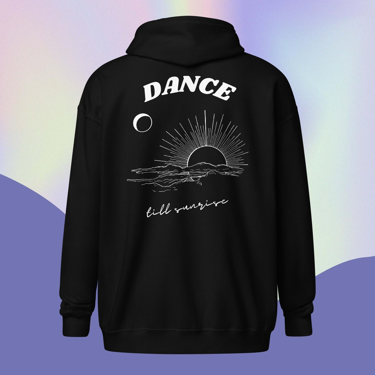 Dance Till Sunrise Zip Techno hoodie (back)